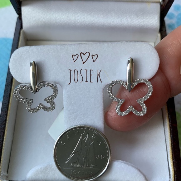 14K Drop Butterfly Diamond Earrings - Picture 5 of 5